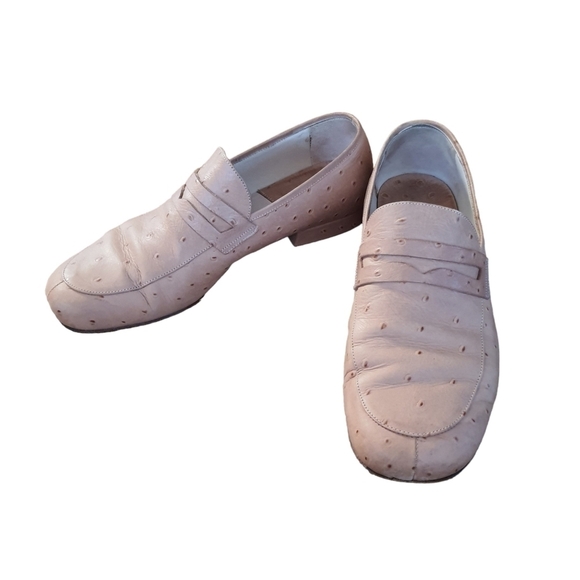 Emporio Armani Shoes - Emporio Armani Ostrich Leather Heeled Loafers Womens Size 35